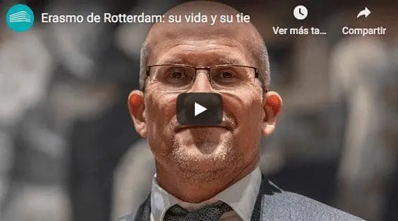 Imagen del vídeo de Emilio Blanco. Haciendo click vas a su vídeo de la conferencia sobre Erasmo de Rotterdam